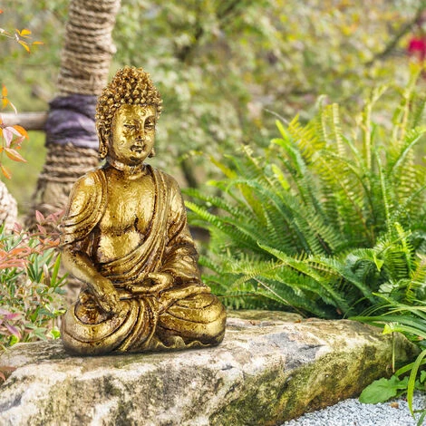 Relaxdays Buddha, Figura Da Giardino, Resistente Alle Intemperie, Buddha Seduto, In Poliresina, 30x18,5x12,5 Cm, Dorata 7 Relaxdays Buddha, Figura Da Giardino, Resistente Alle Intemperie, Buddha Seduto, In Poliresina, 30x18,5x12,5 Cm, Dorata - immagine 5