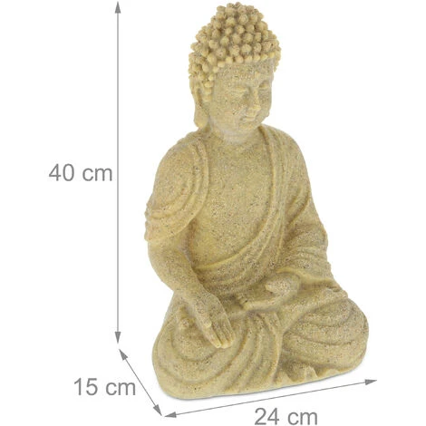 Relaxdays Statua Zen Del Buddha Seduto XL, 40 Cm, Feng Shui, Per Ambienti Esterni, Da Giardino, Decorativa, Sabbia 6 Relaxdays Statua Zen Del Buddha Seduto XL, 40 Cm, Feng Shui, Per Ambienti Esterni, Da Giardino, Decorativa, Sabbia - immagine 4