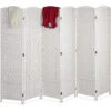 Relaxdays Paravento A 6 Pannelli, HxL: 170 X 240 Cm Ca., Divisore Pieghevole, Separé Per Ambienti Interni, Color Bianco -Armonia Decor 51980599 1