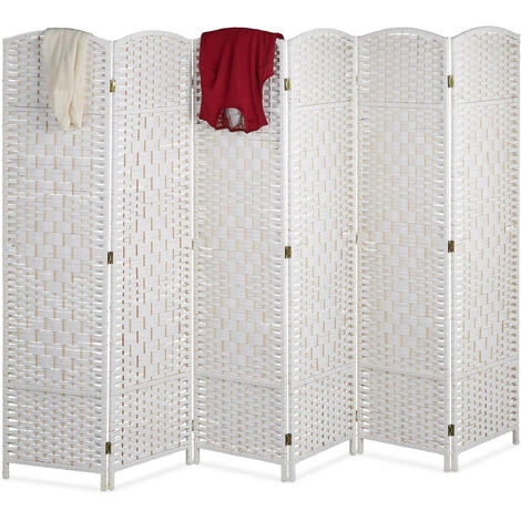Relaxdays Paravento A 6 Pannelli, HxL: 170 X 240 Cm Ca., Divisore Pieghevole, Separé Per Ambienti Interni, Color Bianco 3 Relaxdays Paravento A 6 Pannelli, HxL: 170 X 240 Cm Ca., Divisore Pieghevole, Separé Per Ambienti Interni, Color Bianco