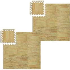 18x Tasselli-Tappeto Da Fitness, Set Tappetino A Puzzle Per Sport & Attrezzi, Gommapiuma EVA, BPA-Free, Beige