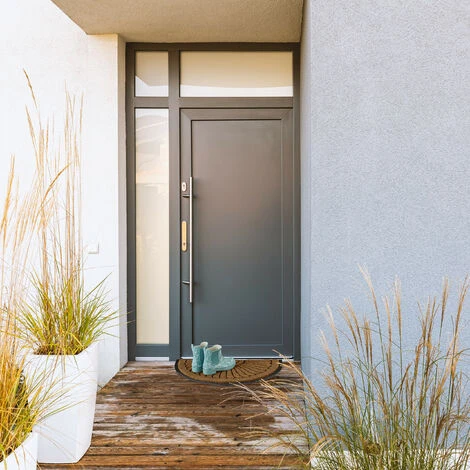 Relaxdays Zerbino In Cocco E Gomma, A Semicerchio, 75x45 Cm, Tappetino Antiscivolo, Resistente Alle Intemperie, Naturale 4 Relaxdays Zerbino In Cocco E Gomma, A Semicerchio, 75x45 Cm, Tappetino Antiscivolo, Resistente Alle Intemperie, Naturale - immagine 2