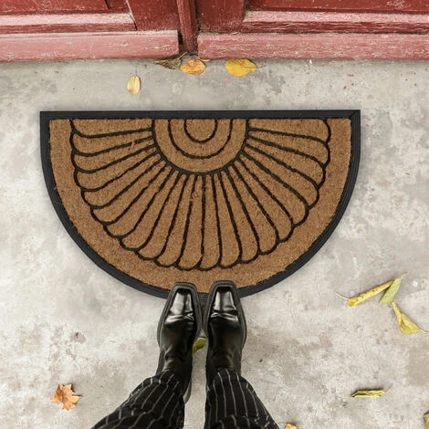 Relaxdays Zerbino In Cocco E Gomma, A Semicerchio, 75x45 Cm, Tappetino Antiscivolo, Resistente Alle Intemperie, Naturale 7 Relaxdays Zerbino In Cocco E Gomma, A Semicerchio, 75x45 Cm, Tappetino Antiscivolo, Resistente Alle Intemperie, Naturale - immagine 5