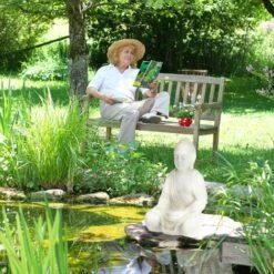 Relaxdays Buddha, Figura Da Giardino, Resistente Alle Intemperie, Buddha Seduto, In Poliresina, HLP 70x45x35 Cm, Crema -Armonia Decor 51984020 3