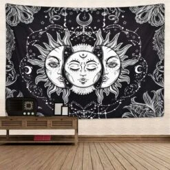 Decorazione Da Parete - Arazzo Sole E Luna Sole Ardente Con Arazzo Stellato Arazzo Psichedelico Arazzo Mistico In Bianco E Nero Da Appendere A Parete - 51,2 X 59,1 Pollici 9 Decorazione Da Parete - Arazzo Sole E Luna Sole Ardente Con Arazzo Stellato Arazzo Psichedelico Arazzo Mistico In Bianco E Nero Da Appendere A Parete - 51,2 X 59,1 Pollici -Armonia Decor 52008218 3
