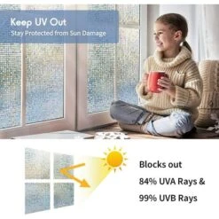 Pellicola Per Vetri Autoadesiva Elettrostatica 3D Senza Colla Pellicola Smerigliata Decorativa Riutilizzabile Per La Privacy Anti-UV Mosaico Per Finestre Per Ufficio, Cucina E Casa, 45 Cm X 100 Cm -Armonia Decor 52012075 4