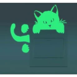 2Pcs Adesivo Luminoso Adesivo Luminoso Per Presa Di Corrente Adesivo Fluorescente Da Parete Glow In The Dark Wall Tattoo Nursery Adesivo Da Parete Fai Da Te (Gatto) -Armonia Decor 52012164 3