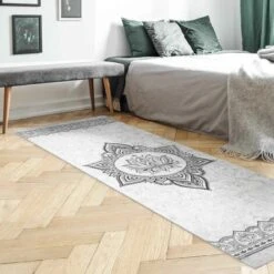 Tappeti In Vinile - Mandala Con Loto Effetto Cemento - Pannello Dimensione HxL: 90cm X 30cm -Armonia Decor 52609142 3