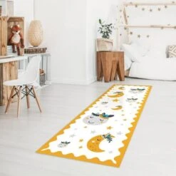 Tappeti In Vinile - Amici Indiani Addormentati Con Stelle, Luna E Cornice - Pannello Dimensione HxL: 90cm X 30cm -Armonia Decor 52609734 3