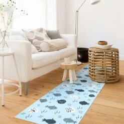 Tappeti In Vinile - Pesci Scandinavi In Blu Pastello - Pannello Dimensione HxL: 90cm X 30cm -Armonia Decor 52609750 2