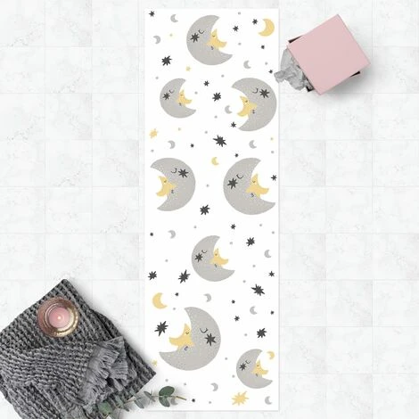 Tappeti In Vinile - Bacio Tra Luna E Stelle Scandinave - Pannello Dimensione HxL: 90cm X 30cm 3 Tappeti In Vinile - Bacio Tra Luna E Stelle Scandinave - Pannello Dimensione HxL: 90cm X 30cm