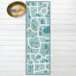 Tappeti In Vinile - Tappetino Educativo Villaggio - Piccolo Ma Carino - Pannello Dimensione HxL: 90cm X 30cm