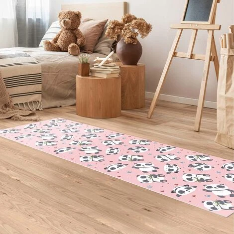 Tappeti In Vinile - Teneri Panda Con Impronte E Cuori In Pastello Rosa - Pannello Dimensione HxL: 90cm X 30cm 5 Tappeti In Vinile - Teneri Panda Con Impronte E Cuori In Pastello Rosa - Pannello Dimensione HxL: 90cm X 30cm - immagine 3