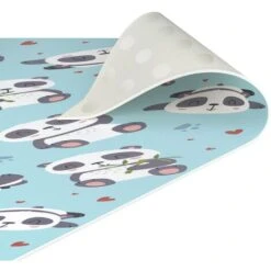 Tappeti In Vinile - Teneri Panda Con Impronte E Cuori In Pastello Blu - Pannello Dimensione HxL: 90cm X 30cm -Armonia Decor 52609931 5