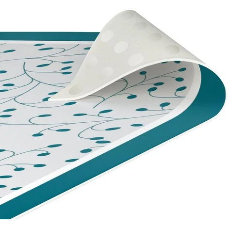 Tappeti In Vinile - Trama Di Rami Delicati Con Punti In Petrolio Con Cornice - Pannello Dimensione HxL: 90cm X 30cm 7 Tappeti In Vinile - Trama Di Rami Delicati Con Punti In Petrolio Con Cornice - Pannello Dimensione HxL: 90cm X 30cm - immagine 5