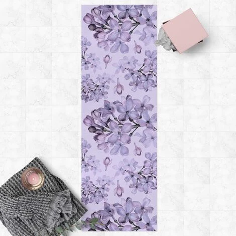 Tappeti In Vinile - Motivo Di Fioritura Delicata In Acquerello Lilla - Pannello Dimensione HxL: 90cm X 30cm 3 Tappeti In Vinile - Motivo Di Fioritura Delicata In Acquerello Lilla - Pannello Dimensione HxL: 90cm X 30cm
