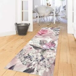 Tappeti In Vinile - Trama Di Peonie Delicate In Acquerello - Pannello Dimensione HxL: 90cm X 30cm -Armonia Decor 52610095 2