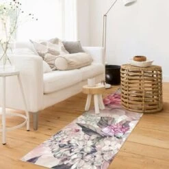 Tappeti In Vinile - Trama Di Peonie Delicate In Acquerello - Pannello Dimensione HxL: 90cm X 30cm -Armonia Decor 52610095 3