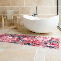 Tappeti In Vinile - Trama Di Peonie Rosse Delicate In Acquerello - Pannello Dimensione HxL: 90cm X 30cm -Armonia Decor 52610117 3