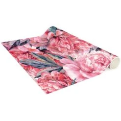 Tappeti In Vinile - Trama Di Peonie Rosse Delicate In Acquerello - Pannello Dimensione HxL: 90cm X 30cm -Armonia Decor 52610117 4