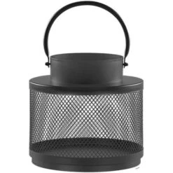 Lanterna Industriale Moderna In Ferro Nero Portacandela Decorativa Lampada 24 Cm Yamdena