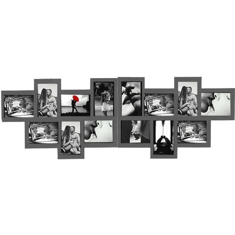 Rebecca Mobili Porta Foto Multiplo Cornice Grigio 14 Spazi 10x15 Mdf 36x120x1,2 3 Rebecca Mobili Porta Foto Multiplo Cornice Grigio 14 Spazi 10x15 Mdf 36x120x1,2
