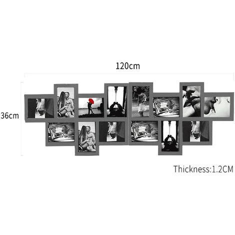 Rebecca Mobili Porta Foto Multiplo Cornice Grigio 14 Spazi 10x15 Mdf 36x120x1,2 5 Rebecca Mobili Porta Foto Multiplo Cornice Grigio 14 Spazi 10x15 Mdf 36x120x1,2 - immagine 3