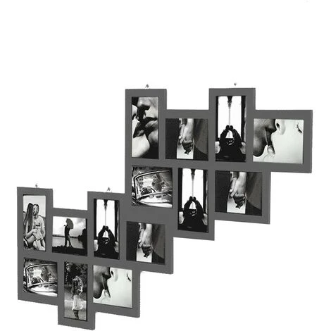 Rebecca Mobili Porta Foto Multiplo Cornice Grigio 14 Spazi 10x15 Mdf 36x120x1,2 6 Rebecca Mobili Porta Foto Multiplo Cornice Grigio 14 Spazi 10x15 Mdf 36x120x1,2 - immagine 4