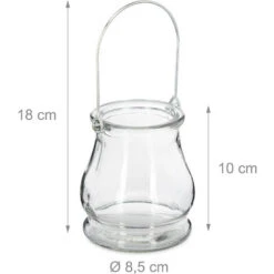 Relaxdays Vasetti Portacandele, Set Da 12, In Vetro, Ampolle Con Manico, Interni E Esterni, HxD 10x8,5 Cm, Trasparente -Armonia Decor 54995680 4