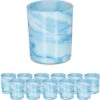 Relaxdays Set 12 Portacandele In Vetro, Design Decorativo Per Centrotavola E Bagno, Blu Bianco -Armonia Decor 55486688 1