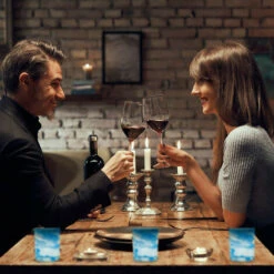 Relaxdays Set 12 Portacandele In Vetro, Design Decorativo Per Centrotavola E Bagno, Blu Bianco -Armonia Decor 55486688 3