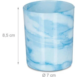 Relaxdays Set 12 Portacandele In Vetro, Design Decorativo Per Centrotavola E Bagno, Blu Bianco -Armonia Decor 55486688 4