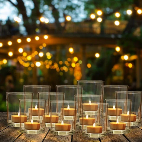 Relaxdays Set Da 12 Portacandele In Vetro, Design Decorativo Per Centrotavola E Salotto, H X D: 8,5 X 7 Cm, Trasparente 4 Relaxdays Set Da 12 Portacandele In Vetro, Design Decorativo Per Centrotavola E Salotto, H X D: 8,5 X 7 Cm, Trasparente - immagine 2