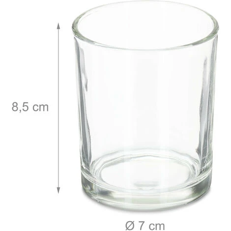 Relaxdays Set Da 12 Portacandele In Vetro, Design Decorativo Per Centrotavola E Salotto, H X D: 8,5 X 7 Cm, Trasparente 6 Relaxdays Set Da 12 Portacandele In Vetro, Design Decorativo Per Centrotavola E Salotto, H X D: 8,5 X 7 Cm, Trasparente - immagine 4