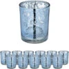 Relaxdays Set 12 Portacandele In Vetro, Porta Lumini Dal Design Decorativo Per Centrotavola E Bagno, Argentati -Armonia Decor 55536191 1