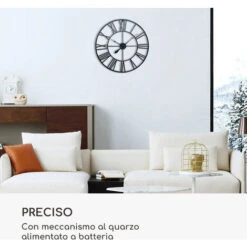 Casa Chic Queensway 60 - Orologio Da Parete, Telaio In Metallo, Silenzioso, Ø 60 Cm -Armonia Decor 57704431 5