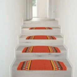 Tappeto Copri Gradini Salva Scalino Scala Adesivo Antiscivolo Vintage 100% Made In Italy - Arancione -Armonia Decor 58297170 5