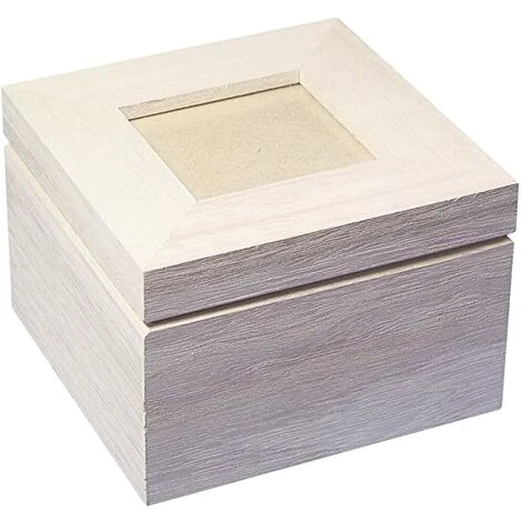 RAYHER - BOX CON SPAZIO FOTO SU COPERCHIO 12x12x8,2CM - IN LEGNO GREZZO 3 RAYHER - BOX CON SPAZIO FOTO SU COPERCHIO 12x12x8,2CM - IN LEGNO GREZZO
