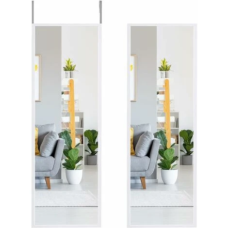 GIANTEX- Specchio A Porta, Specchio A Parete, Specchio A Figura Intera, Superficie Con Strato Antideflagrante, Con 2 Ganci Per Regolare Altezza, Cornice In Ferro, 36 X 1,5 X 107,5 Cm (Bianco) 4 GIANTEX- Specchio A Porta, Specchio A Parete, Specchio A Figura Intera, Superficie Con Strato Antideflagrante, Con 2 Ganci Per Regolare Altezza, Cornice In Ferro, 36 X 1,5 X 107,5 Cm (Bianco) - immagine 2