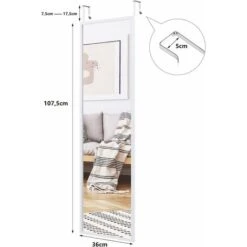 GIANTEX- Specchio A Porta, Specchio A Parete, Specchio A Figura Intera, Superficie Con Strato Antideflagrante, Con 2 Ganci Per Regolare Altezza, Cornice In Ferro, 36 X 1,5 X 107,5 Cm (Bianco) 7 GIANTEX- Specchio A Porta, Specchio A Parete, Specchio A Figura Intera, Superficie Con Strato Antideflagrante, Con 2 Ganci Per Regolare Altezza, Cornice In Ferro, 36 X 1,5 X 107,5 Cm (Bianco) -Armonia Decor 58840394 3