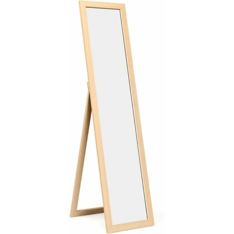 GIANTEX Specchio A Figura Intera, Specchio Da Terra, Specchio Da Parete O Porta, Specchio Sospeso, Specchio Con Cornice In Legno, Per Soggiorno, Camera E Corridoio, Moderno,155 X 37 Cm (Naturale) 4 GIANTEX Specchio A Figura Intera, Specchio Da Terra, Specchio Da Parete O Porta, Specchio Sospeso, Specchio Con Cornice In Legno, Per Soggiorno, Camera E Corridoio, Moderno,155 X 37 Cm (Naturale) - immagine 2