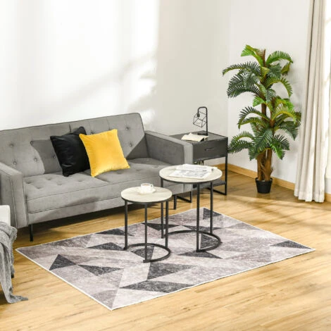 HOMCOM Tappeto Moderno Pelo Corto Con Triangoli In Poliestere Per Interni, 200x140cm, Grigio Nero E Bianco 4 HOMCOM Tappeto Moderno Pelo Corto Con Triangoli In Poliestere Per Interni, 200x140cm, Grigio Nero E Bianco - immagine 2