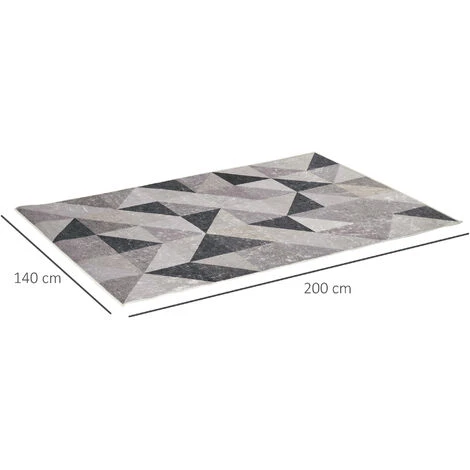 HOMCOM Tappeto Moderno Pelo Corto Con Triangoli In Poliestere Per Interni, 200x140cm, Grigio Nero E Bianco 5 HOMCOM Tappeto Moderno Pelo Corto Con Triangoli In Poliestere Per Interni, 200x140cm, Grigio Nero E Bianco - immagine 3