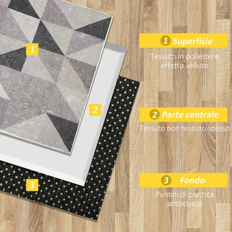 HOMCOM Tappeto Moderno Pelo Corto Con Triangoli In Poliestere Per Interni, 200x140cm, Grigio Nero E Bianco 7 HOMCOM Tappeto Moderno Pelo Corto Con Triangoli In Poliestere Per Interni, 200x140cm, Grigio Nero E Bianco - immagine 5