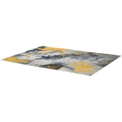 HOMCOM Tappeto Moderno Pelo Corto In Poliestere Per Interni, 200x140cm, Grigio Giallo Bianco