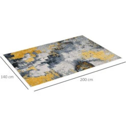 HOMCOM Tappeto Moderno Pelo Corto In Poliestere Per Interni, 200x140cm, Grigio Giallo Bianco -Armonia Decor 59116266 3