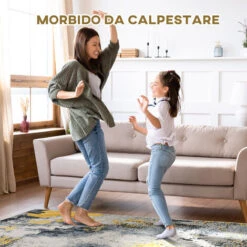 HOMCOM Tappeto Moderno Pelo Corto In Poliestere Per Interni, 200x140cm, Grigio Giallo Bianco -Armonia Decor 59116266 4