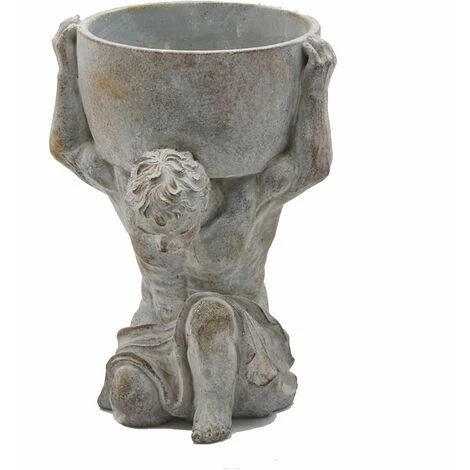 Statua Decorativa Atlante Porta Vaso Da Giardino In Cemento Anticato -Small 3 Statua Decorativa Atlante Porta Vaso Da Giardino In Cemento Anticato -Small