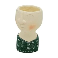 Baroni Home Vaso In Ceramica Di Design Con Volto. Vaso Con Pianta Artificiale Inclusa. Soprammobile Moderno Dipinto A Mano. Statuetta Da Interno O Esterno - Vestito Tiffany