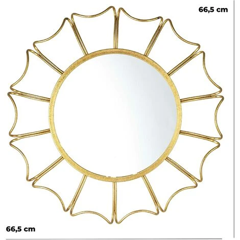 Baroni Home Specchio Da Parete Decorativo Con Cornice In Ferro, Specchio Da Salotto O Camera Da Letto. Petalo Oro 4 Baroni Home Specchio Da Parete Decorativo Con Cornice In Ferro, Specchio Da Salotto O Camera Da Letto. Petalo Oro - immagine 2